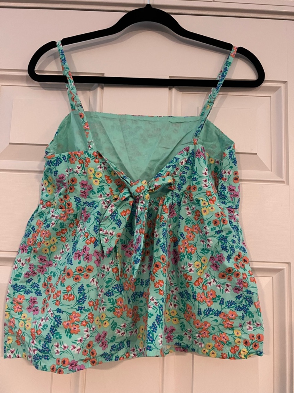 J.Crew Factory Green Floral Peplum Camisole Tie Back Adjustable Straps Size 8 - Picture 2 of 5